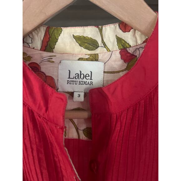 Label Ritu Kumar Red/Orange Cotton/Silk Blend Tunic Sz 3 (U.S. size 8) - Picture 2 of 6